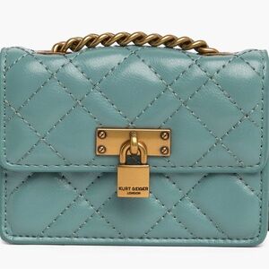 Kurt Geiger Blue Mini Quilted Bag with Gold Hardware